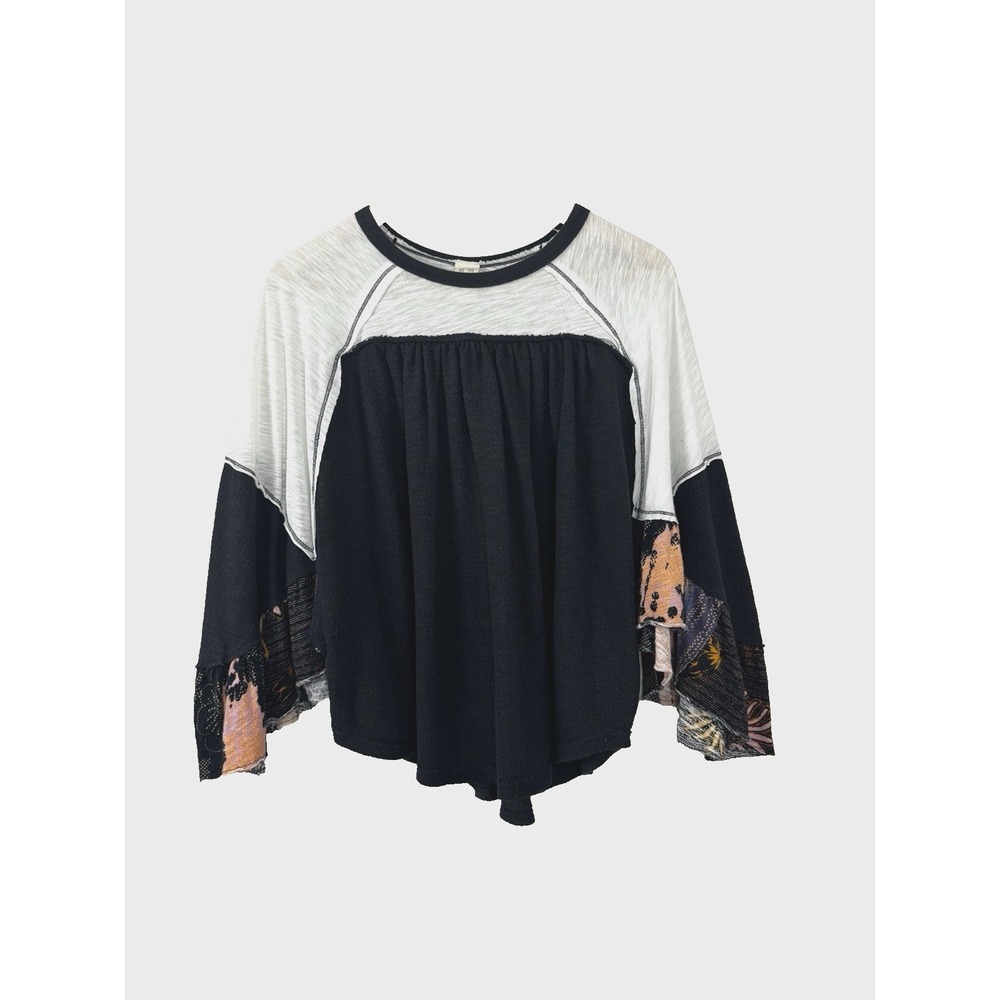 Free People Friday Fever Top XS Blouse Batwing Tee Raglan Butterfly Sleeve Boho